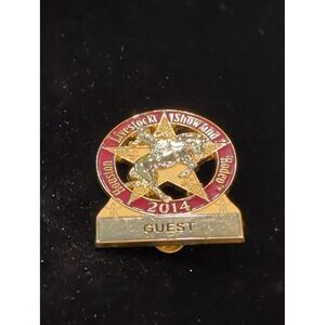 Houston Livestock Show and Rodeo 2014 Guest Pin Gold Tone Red Enamel Western